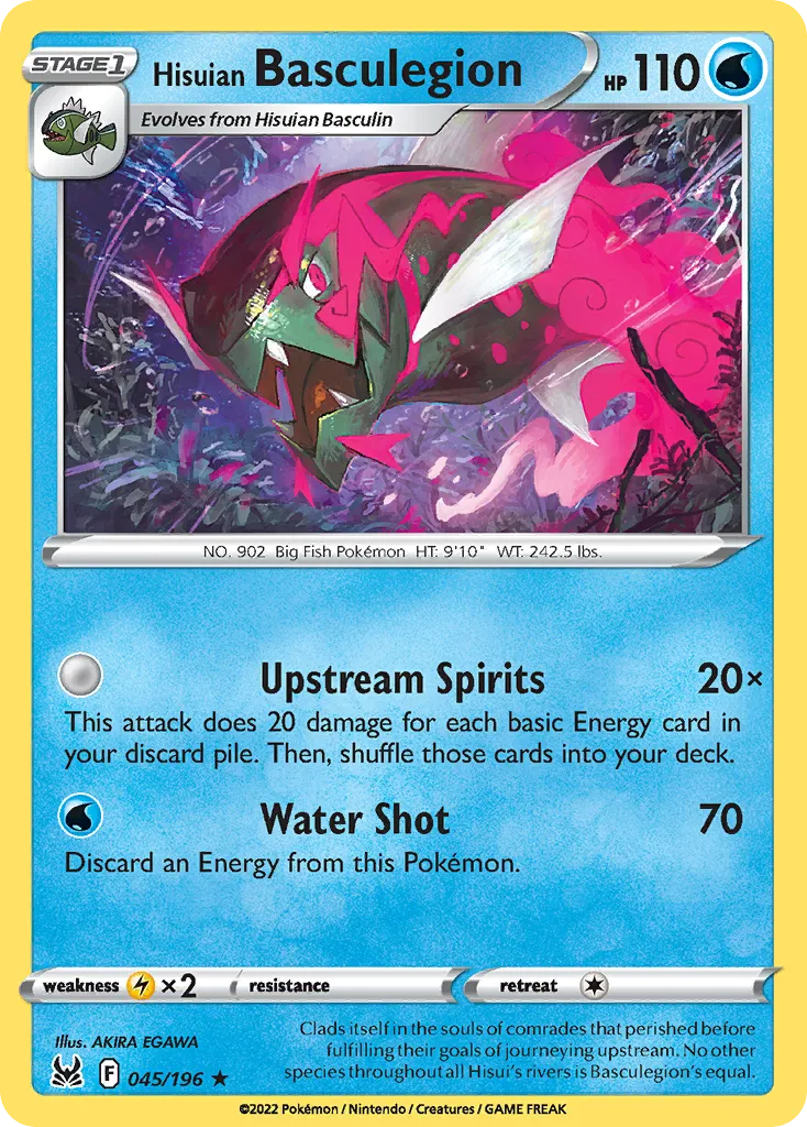 2022 Lost Origin Hisuian Basculegion #045/196 Rare Holo card image