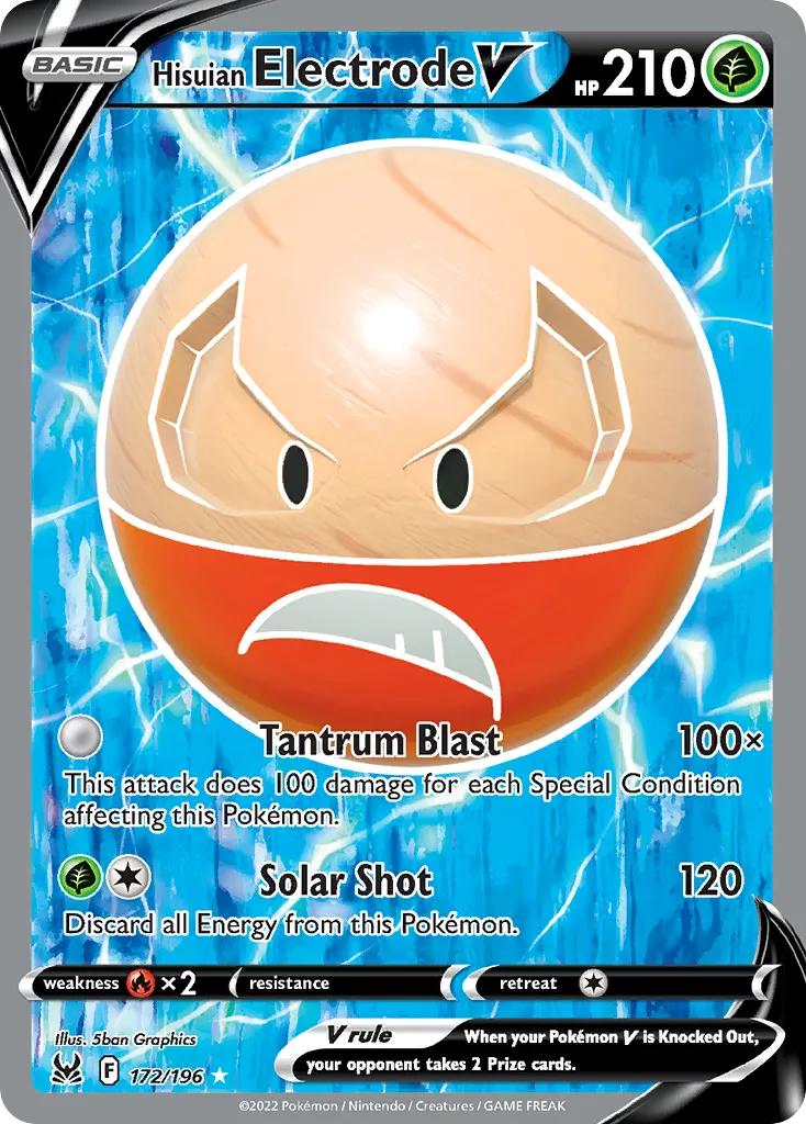 2022 Lost Origin Hisuian Electrode V Rare Ultra #172/196 Rare Ultra card image