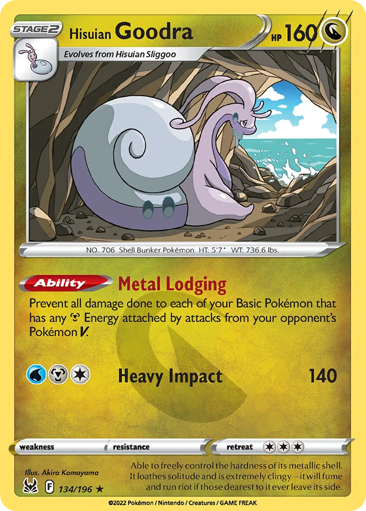 2022 Lost Origin Hisuian Goodra #134/196 Rare Holo card image