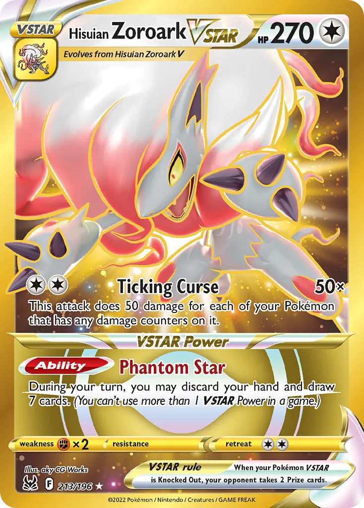 2022 Lost Origin Hisuian Zoroark VSTAR #203/196 Rare Rainbow card image