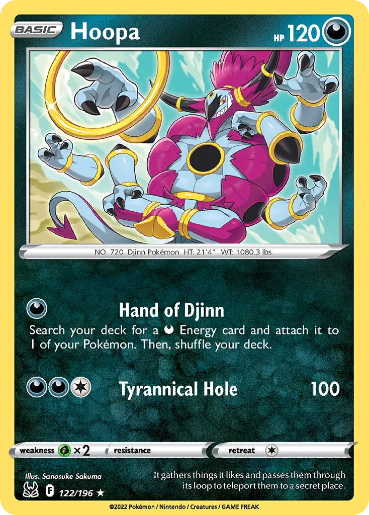 2022 Lost Origin Hoopa #122/196 Rare card image