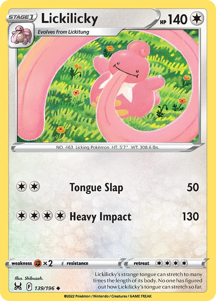 2022 Lost Origin Lickilicky Uncommon #139/196 Uncommon card image