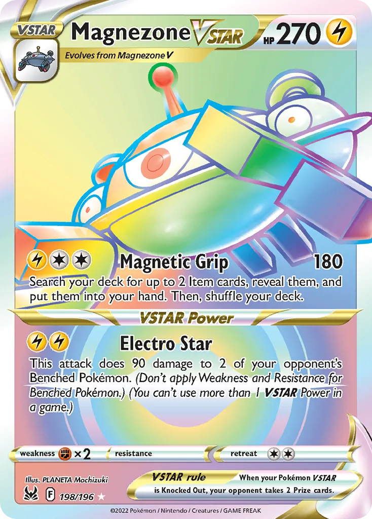 2022 Lost Origin Magnezone VSTAR #198/196 Rare Rainbow card image