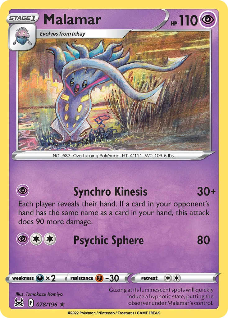 2022 Lost Origin Malamar Rare #078/196 Rare card image