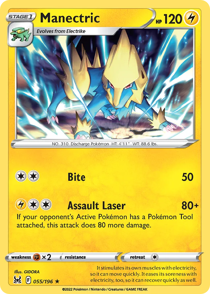 2022 Lost Origin Manectric Rare #055/196 Rare card image