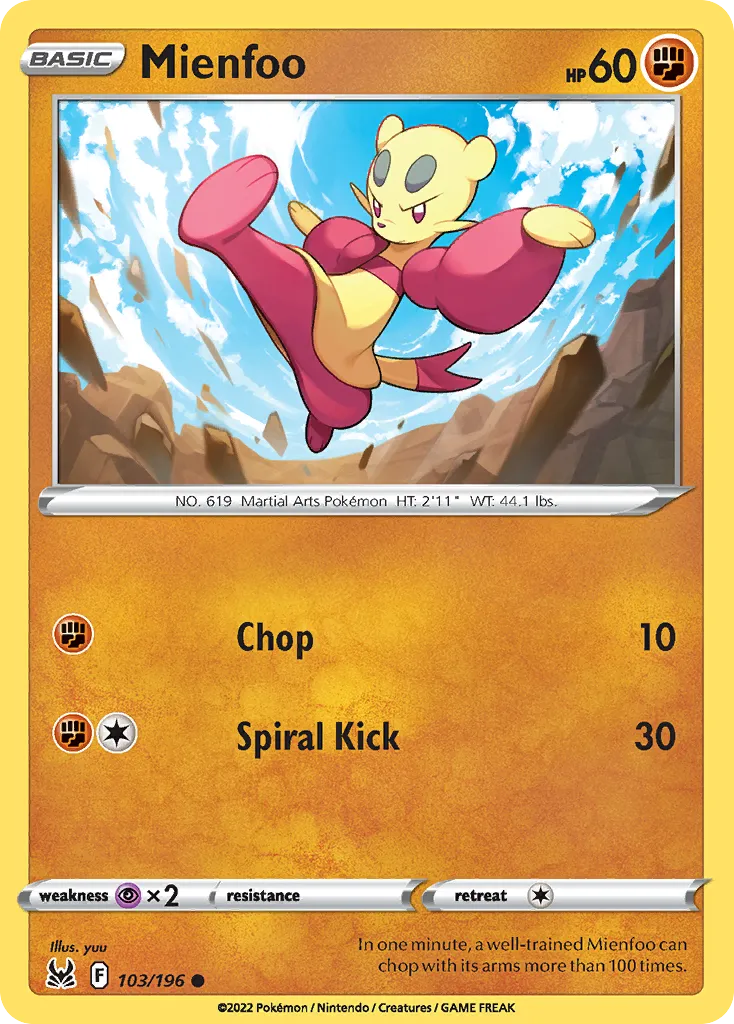 2022 Lost Origin Mienfoo Common #103/196 Common card image