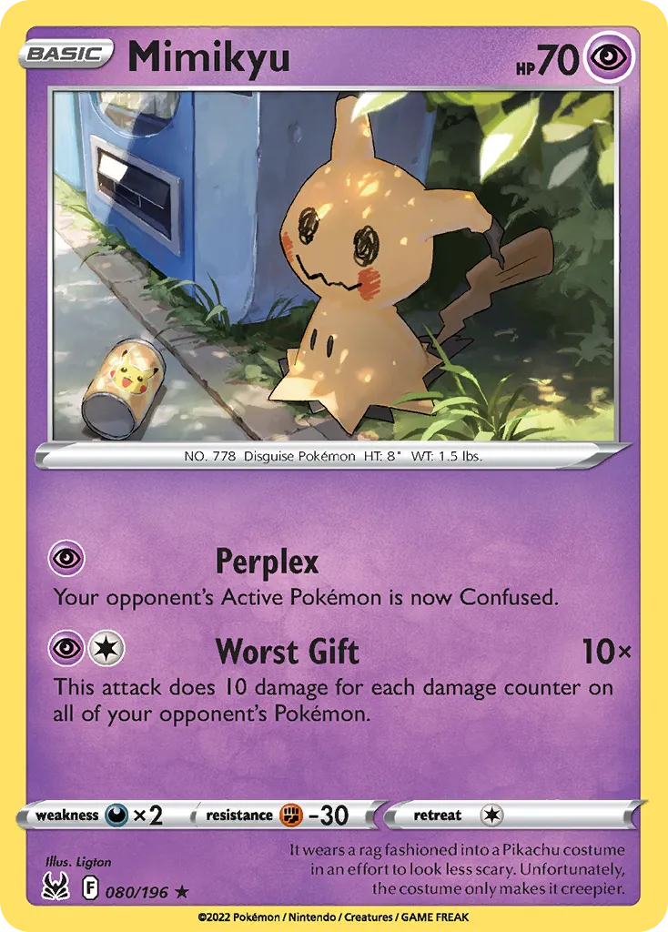 2022 Lost Origin Mimikyu #080/196 Rare card image