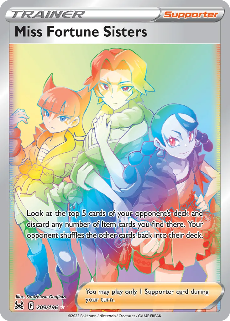 2022 Lost Origin Miss Fortune Sisters #209/196 Rare Rainbow card image