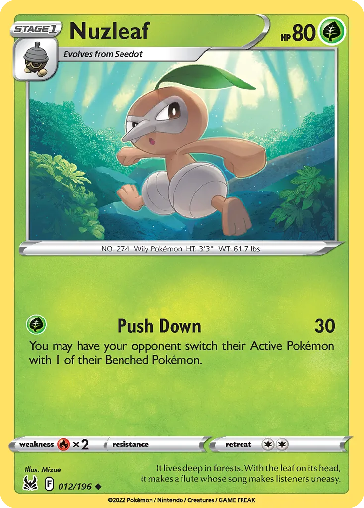 2022 Lost Origin Nuzleaf Uncommon #012/196 Uncommon card image