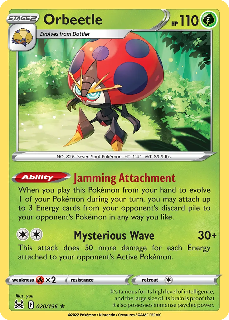 2022 Lost Origin Orbeetle Rare Holo #020/196 Rare Holo card image