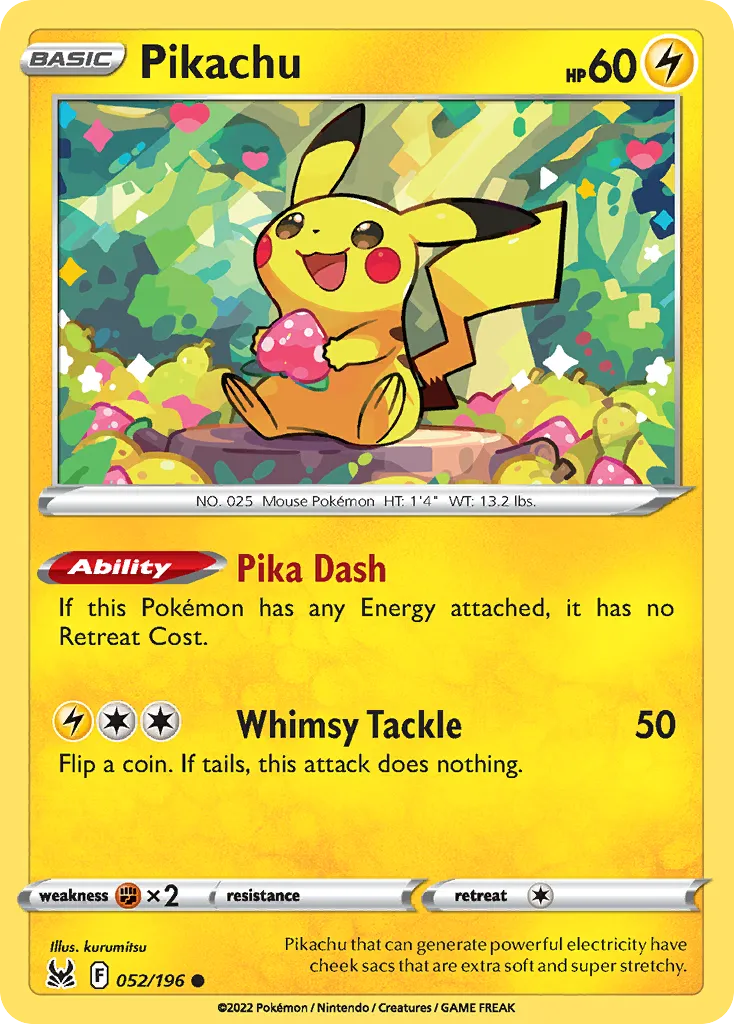 2022 Lost Origin Pikachu Common #052/196 Common card image