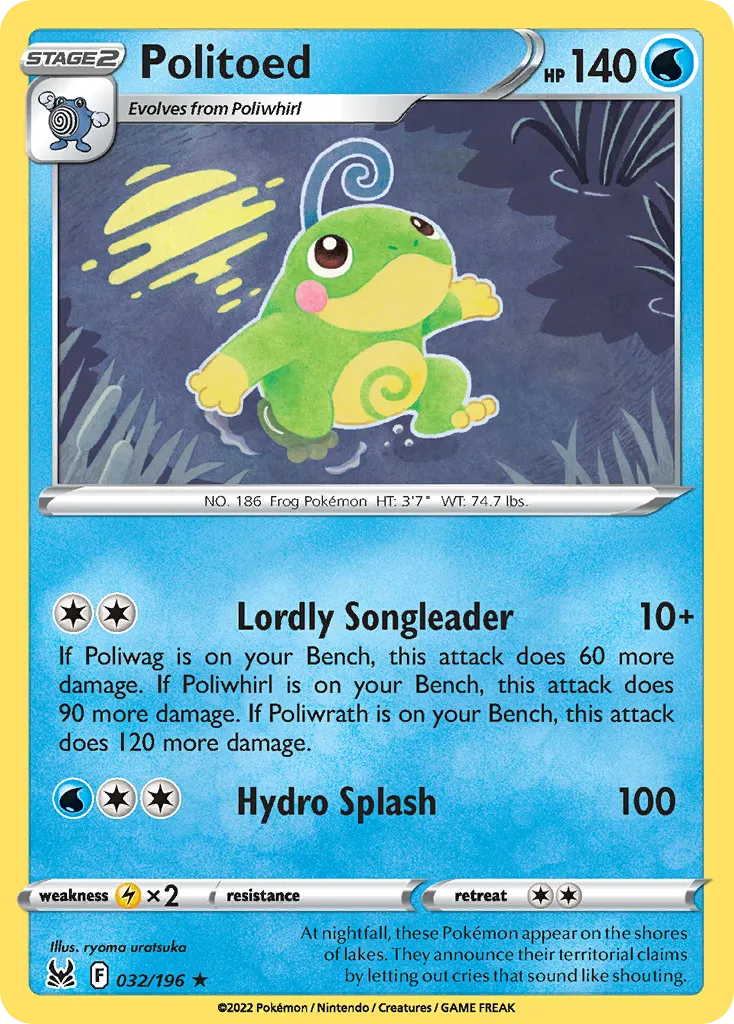 2022 Lost Origin Politoed #032/196 Rare card image