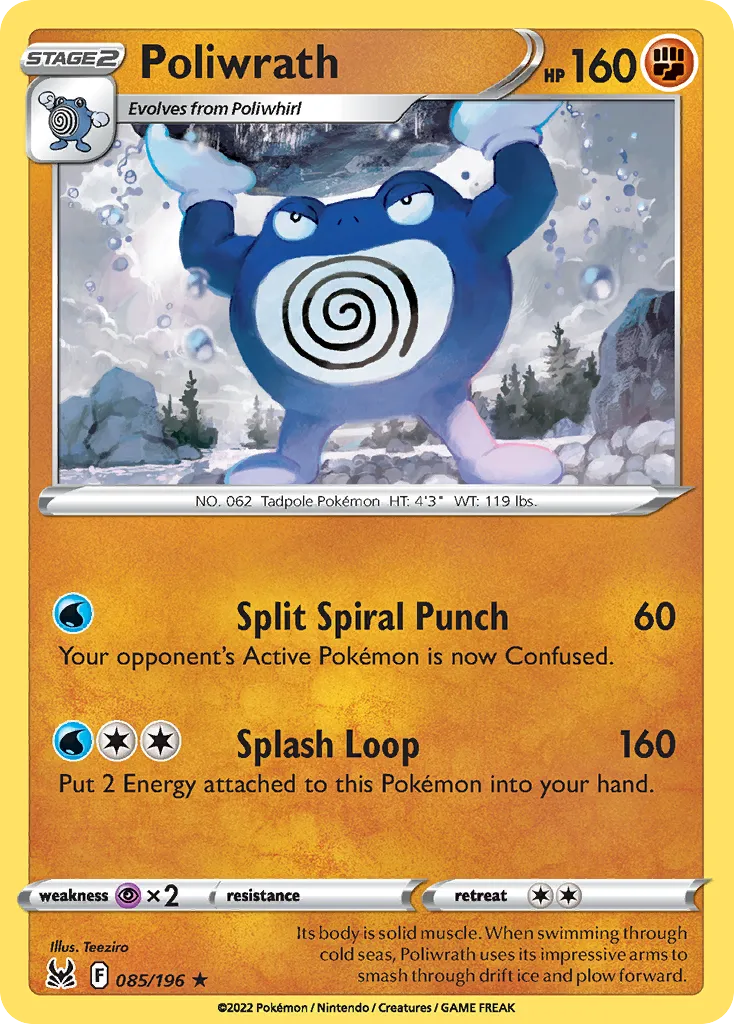 2022 Lost Origin Poliwrath #085/196 Rare card image