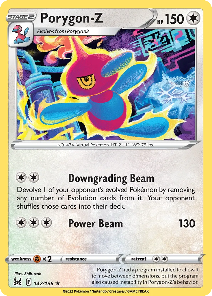 2022 Lost Origin Porygon-Z #142/196 Rare card image