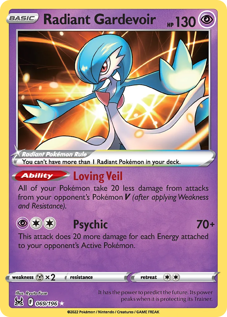 2022 Lost Origin Radiant Gardevoir #069/196 Radiant Rare card image