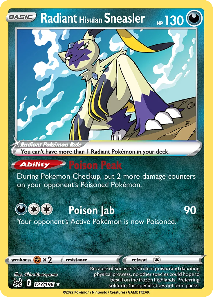 2022 Lost Origin Radiant Hisuian Sneasler #123/196 Radiant Rare card image