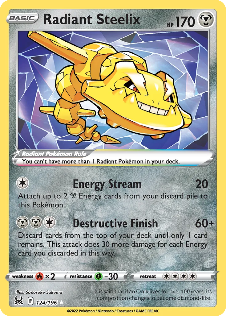 2022 Lost Origin Radiant Steelix #124/196 Radiant Rare card image