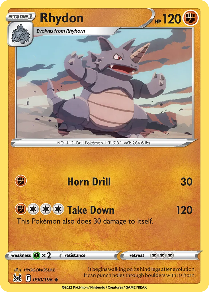 2022 Lost Origin Rhydon Uncommon #090/196 Uncommon card image