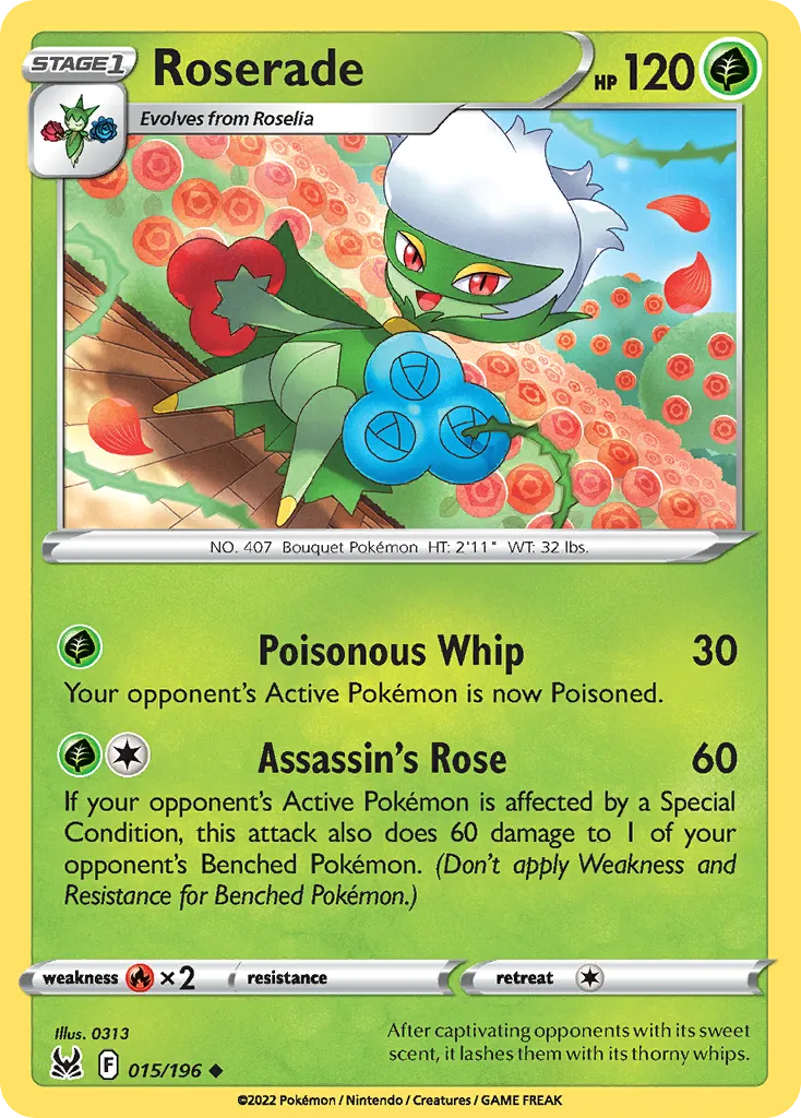 2022 Lost Origin Roserade Uncommon #015/196 Uncommon card image