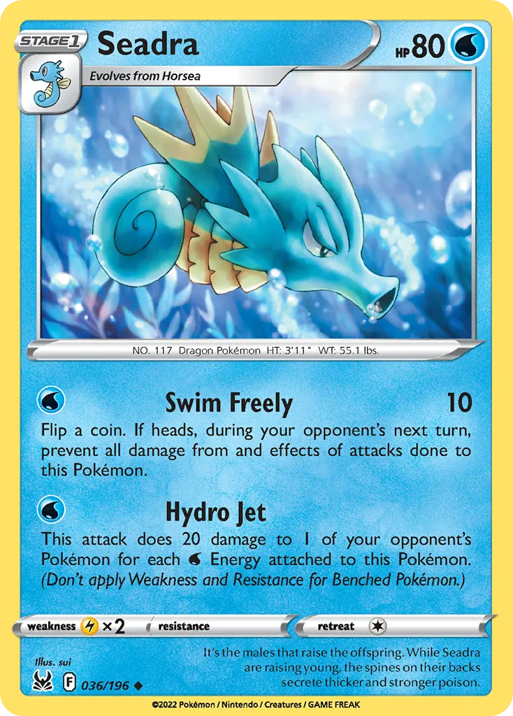 2022 Lost Origin Seadra Uncommon #036/196 Uncommon card image