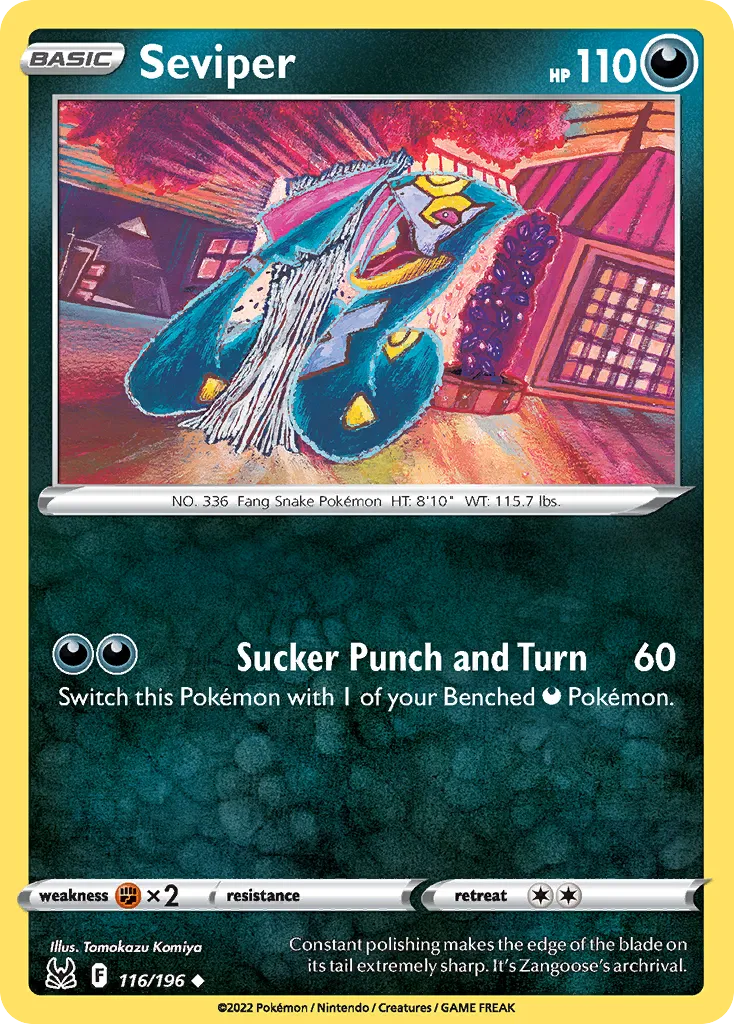 2022 Lost Origin Seviper Uncommon #116/196 Uncommon card image
