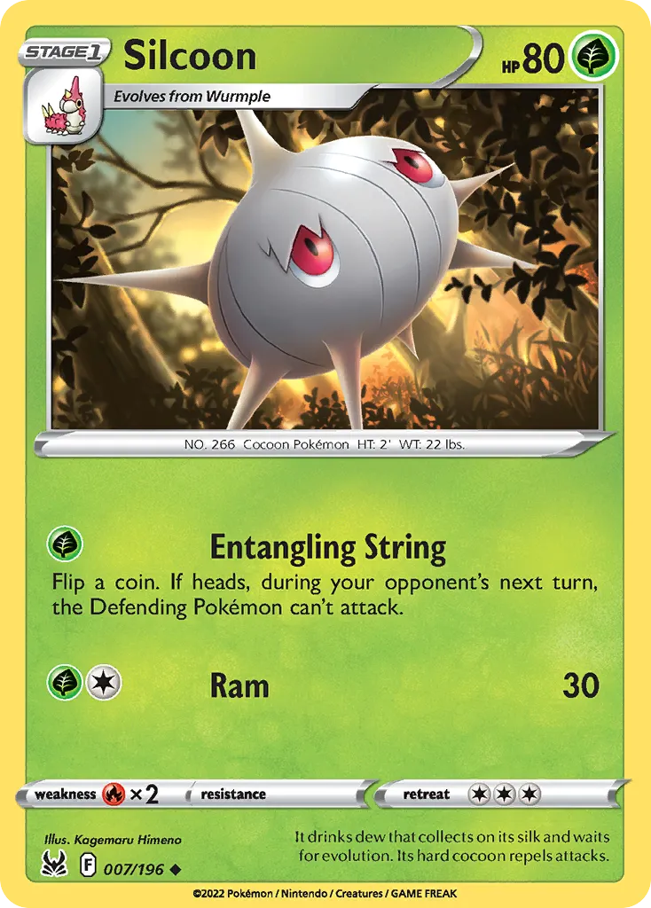 2022 Lost Origin Silcoon Uncommon #007/196 Uncommon card image