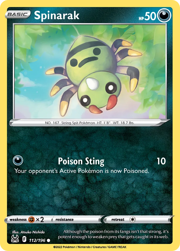 2022 Lost Origin Spinarak Common #112/196 Common card image