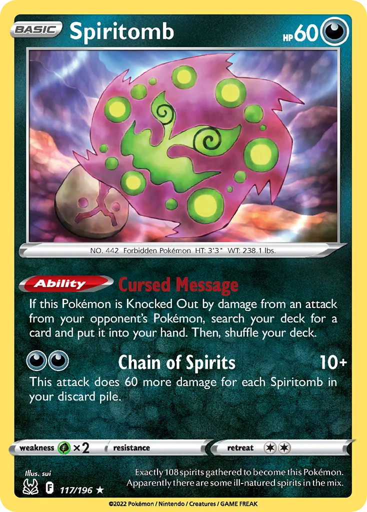 2022 Lost Origin Spiritomb #117/196 Rare card image