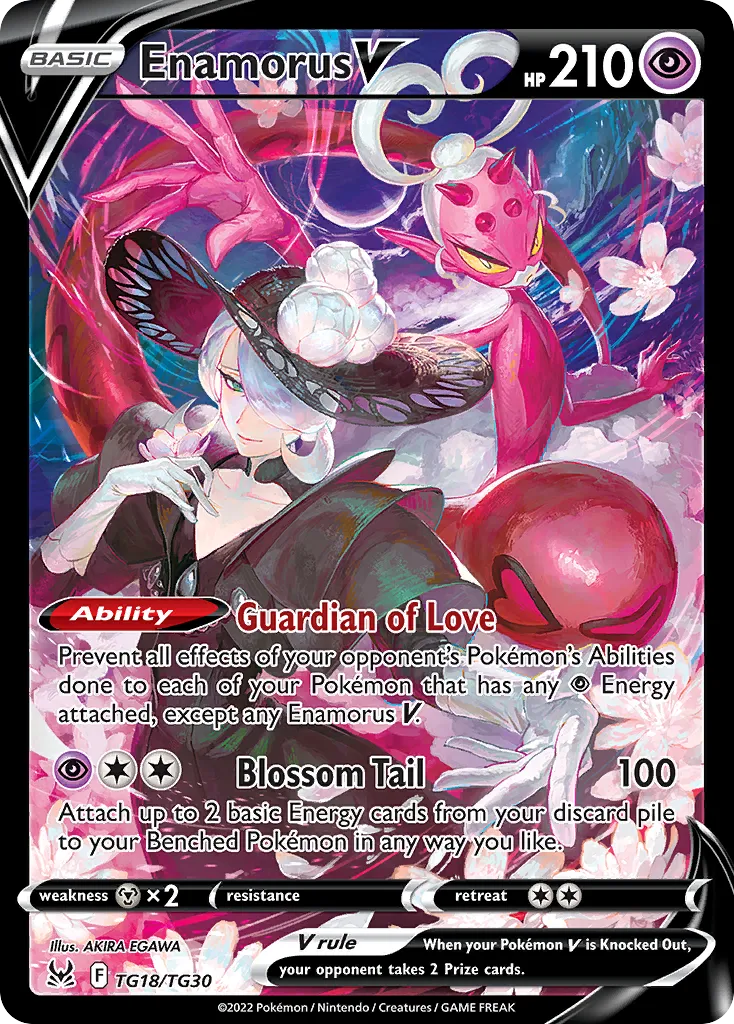 2022 Lost Origin Trainer Gallery Enamorus V #TG18 Rare Holo V card image