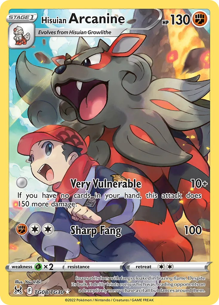 2022 Lost Origin Trainer Gallery Hisuian Arcanine #TG08 Trainer Gallery Rare Holo card image