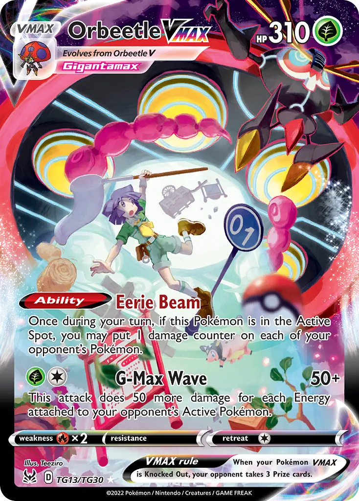2022 Lost Origin Trainer Gallery Orbeetle VMAX #TG13 Rare Holo VMAX card image
