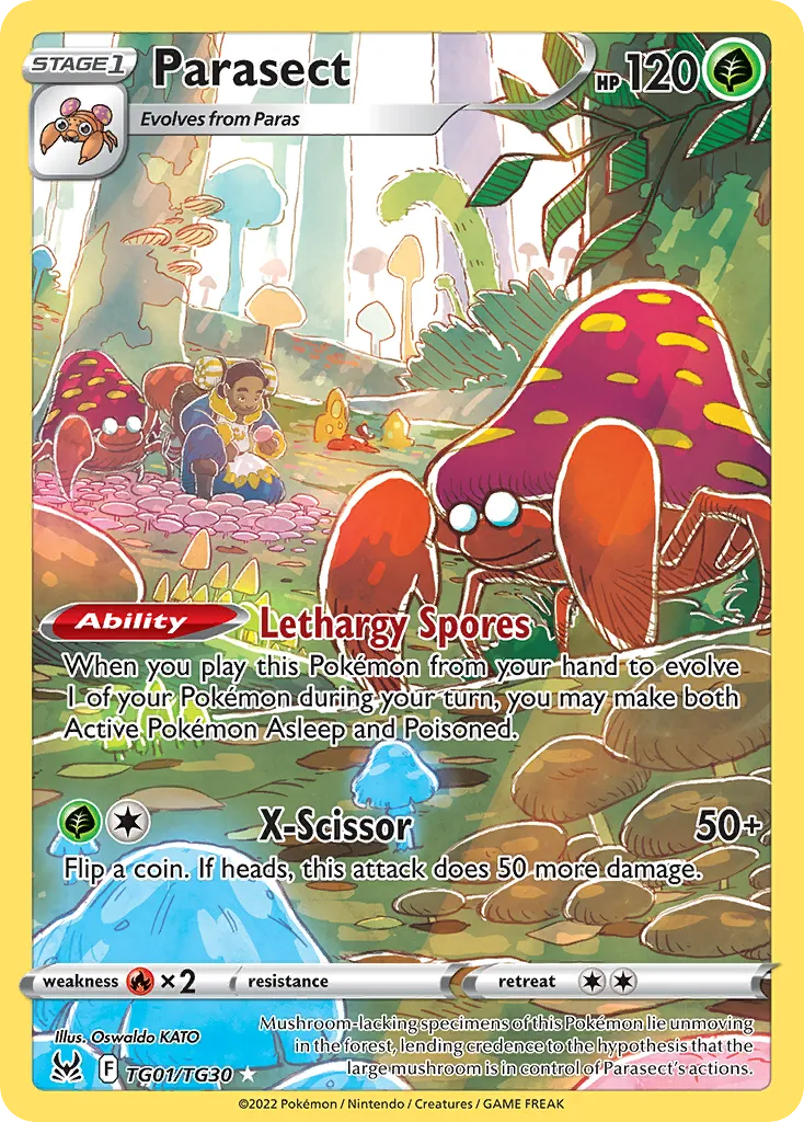 2022 Lost Origin Trainer Gallery Parasect #TG01 Trainer Gallery Rare Holo card image