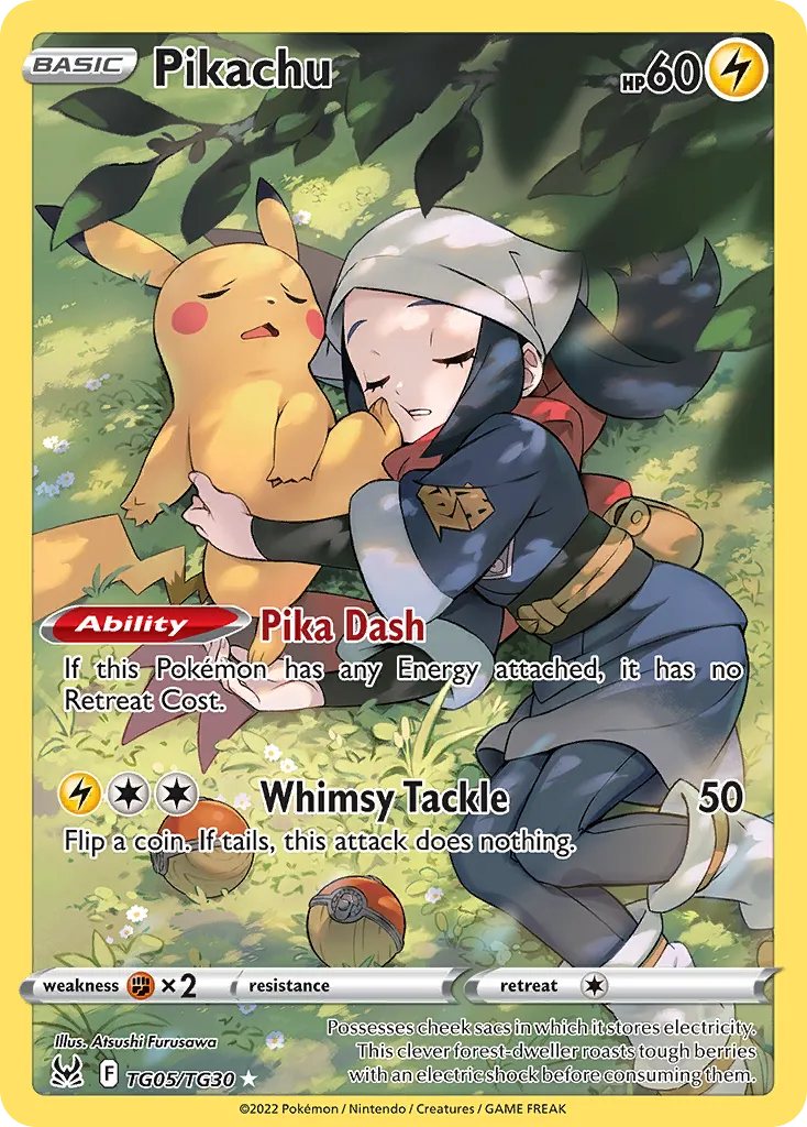 2022 Lost Origin Trainer Gallery Pikachu #TG05 Trainer Gallery Rare Holo card image