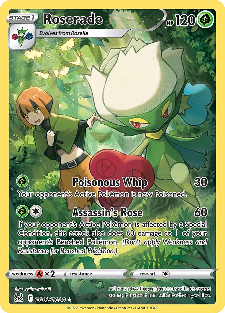 2022 Lost Origin Trainer Gallery Roserade #TG02 Trainer Gallery Rare Holo card image