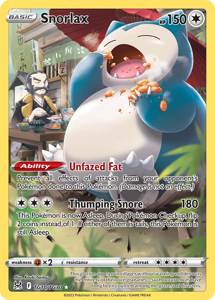 2022 Lost Origin Trainer Gallery Snorlax #TG10 Trainer Gallery Rare Holo card image