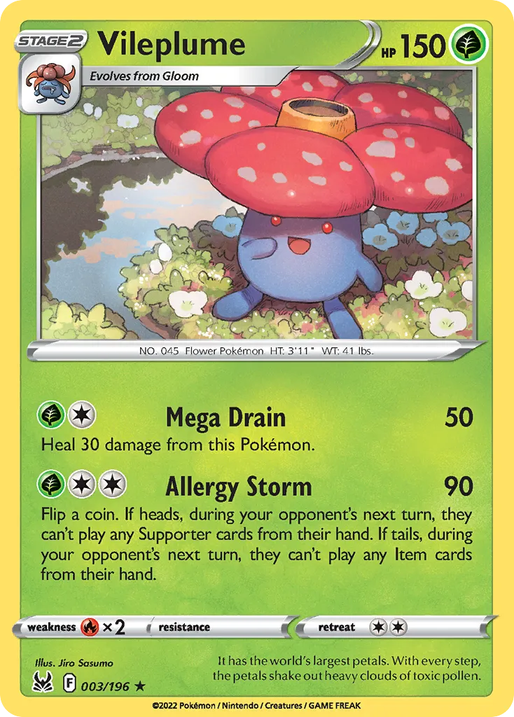2022 Lost Origin Vileplume #003/196 Rare Holo card image
