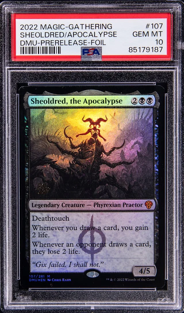 2022 Magic: The Gathering Dominaria United Prerelease Foil Sheoldred, the Apocalypse #107 card image