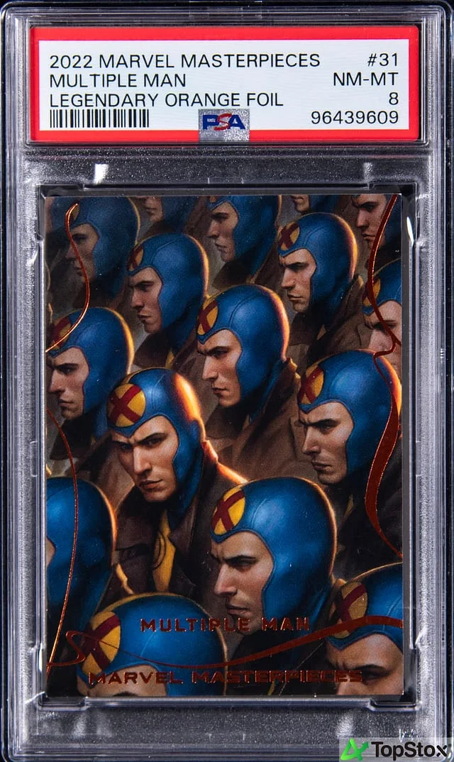 2022 Marvel Masterpieces Legendary Orange Foil Multiple Men #31 card image