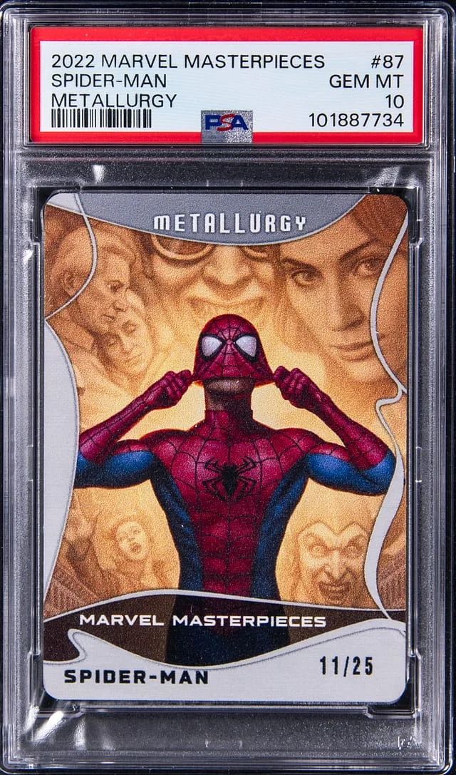 2022 Marvel Masterpieces Metallurgy Spider-Man #87 card image