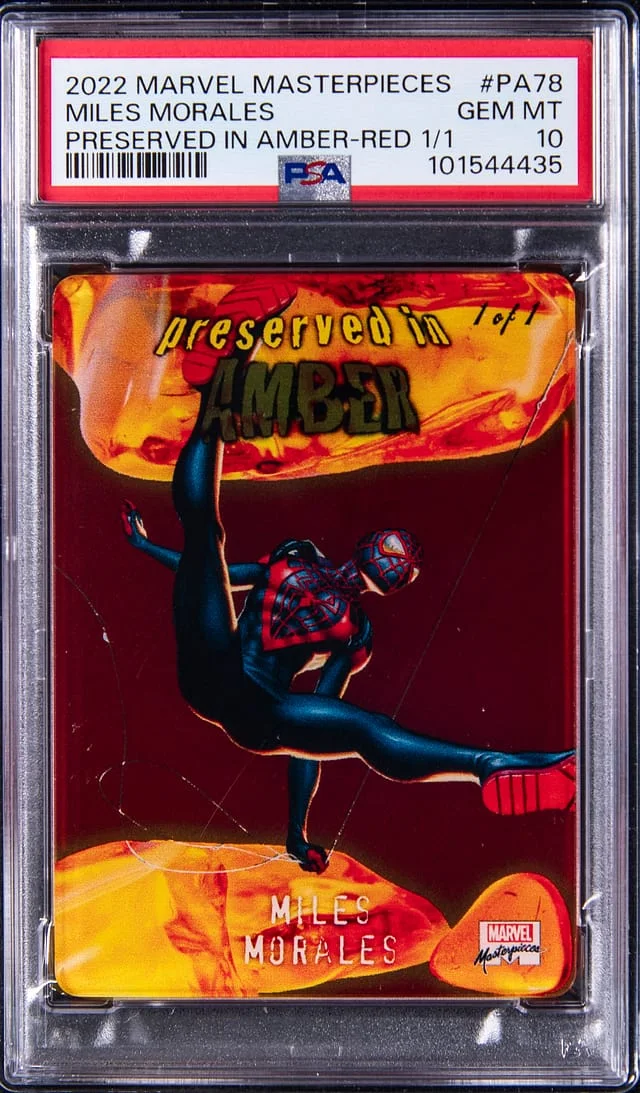 2022 Marvel Masterpieces Preserved in Amber Red Miles Morales #PA-78 card image