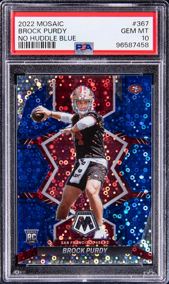 2022 Mosaic Brock Purdy No Huddle Blue #367 card image