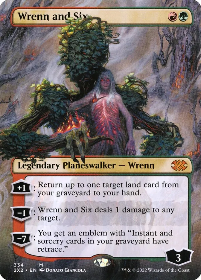 2022 Double Masters 2022 Wrenn and Six [Borderless] mythic #334 mythic card image