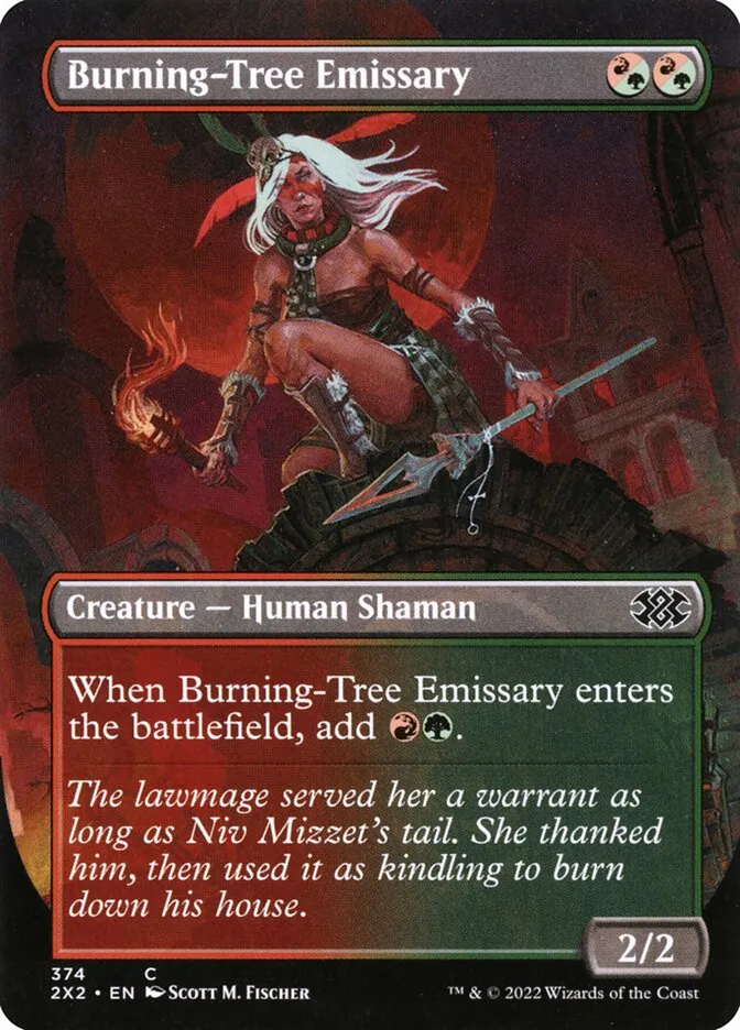 2022 Double Masters 2022 Burning-Tree Emissary [Borderless Foil] common #374 common card image