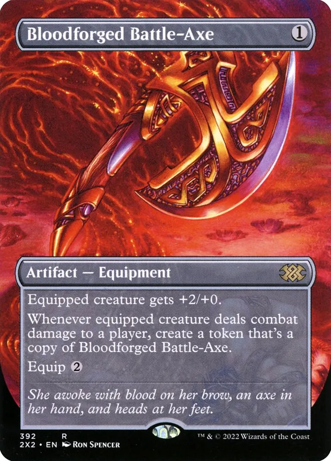 2022 Double Masters 2022 Bloodforged Battle-Axe [Borderless] rare #392 rare card image