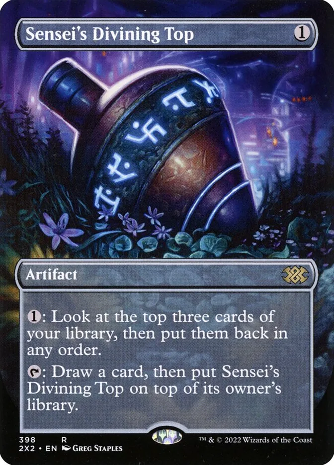 2022 Double Masters 2022 Sensei's Divining Top [Borderless] rare #398 rare card image