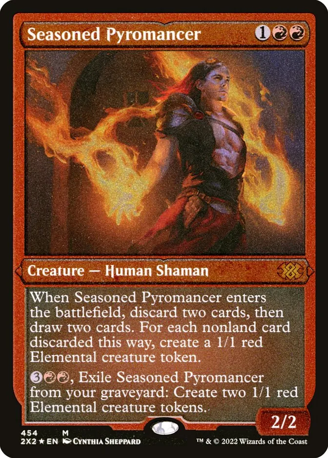2022 Double Masters 2022 Seasoned Pyromancer #454 mythic card image
