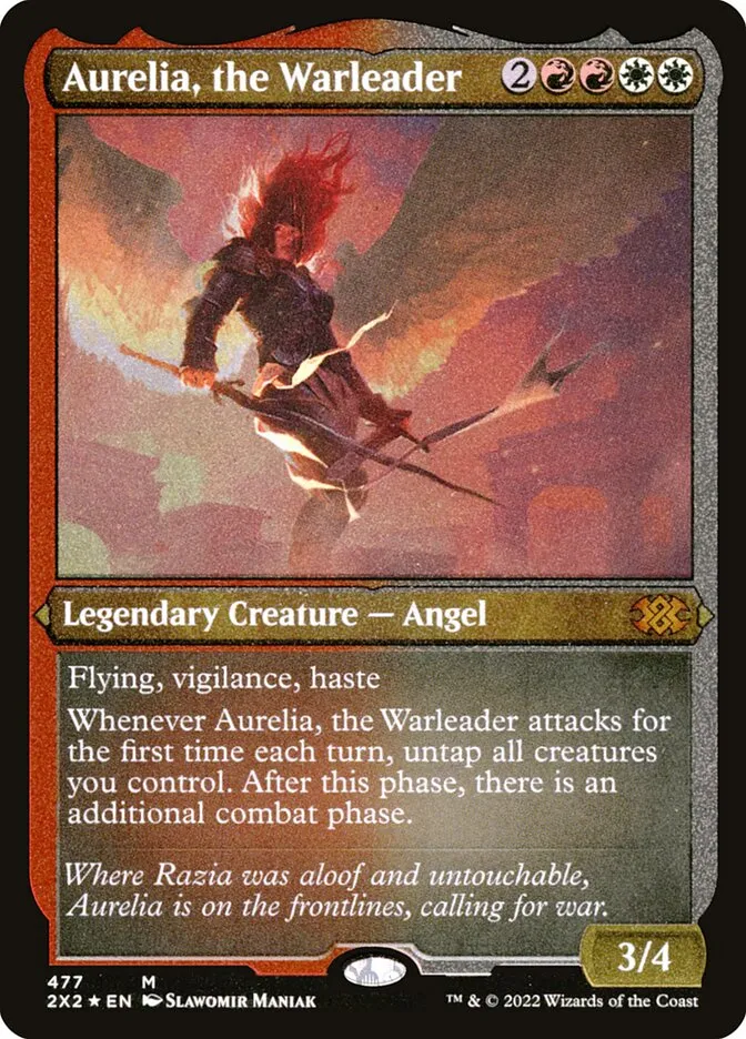 2022 Double Masters 2022 Aurelia, the Warleader #477 mythic card image