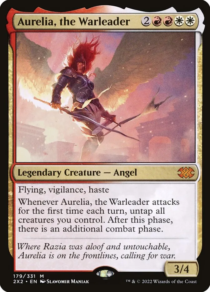 2022 Double Masters 2022 Aurelia, the Warleader #179 mythic card image