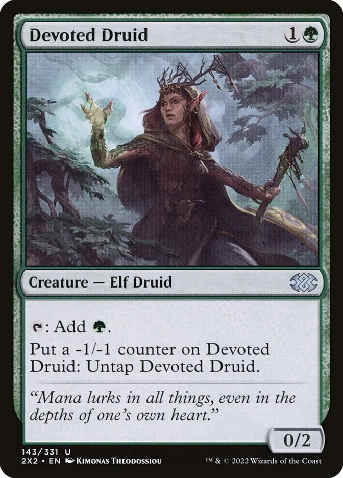2022 Double Masters 2022 Devoted Druid #143 uncommon card image