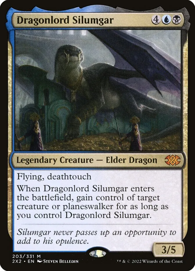 2022 Double Masters 2022 Dragonlord Silumgar [Foil] mythic #203 mythic card image